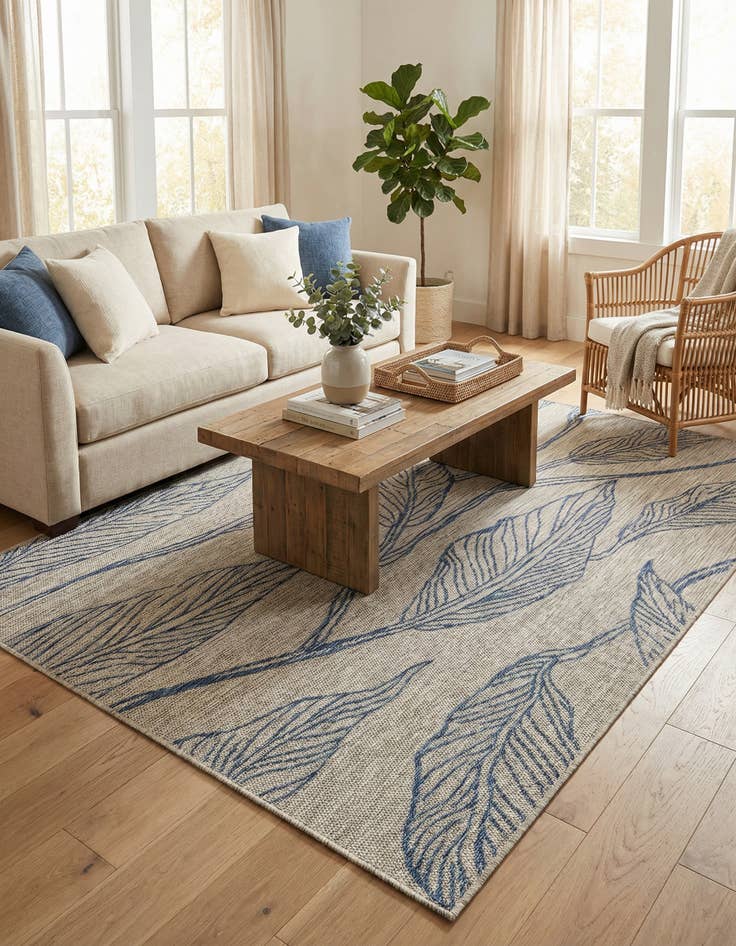Detail image of 5' 3 x 8' Washable Botanical Indoor / Outdoor Rug