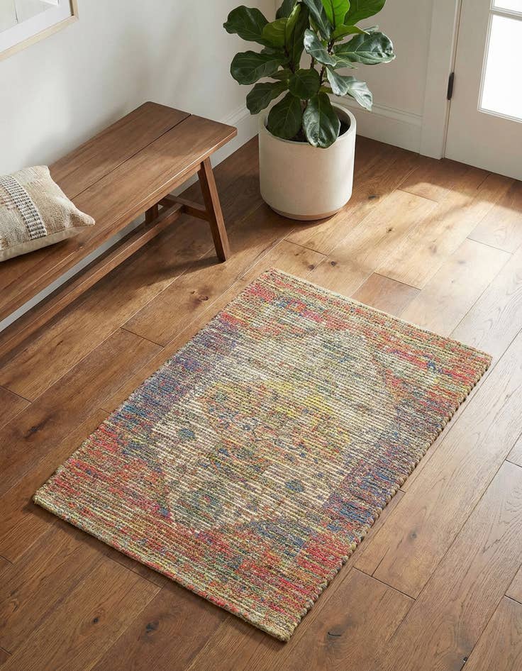 Detail image of 2' x 3' 1  Hand Woven Chenille Jute Rug