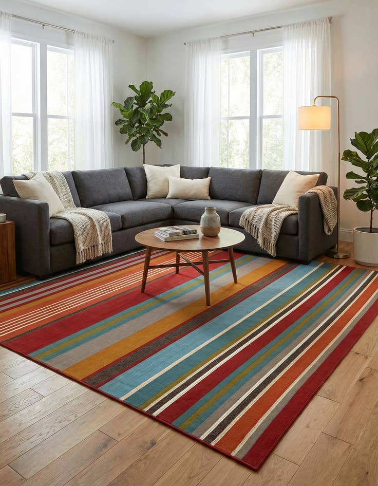 Detail image of 10' x 10' Washable Modern Indoor / Outdoor Square Rug