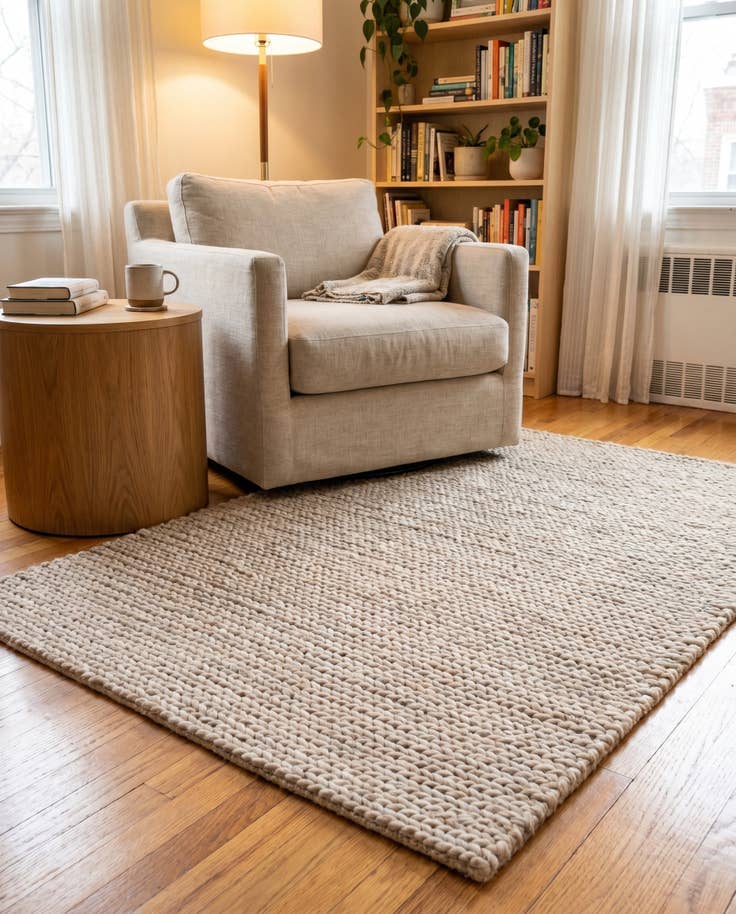 Detail image of 4' 1 x 6' 1 Hand Woven Lana New Zealand Wool Rug