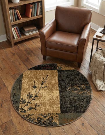 Beige Coffee Shop Round Rug