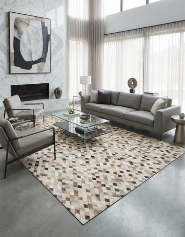 6' 7 x 9' 11 Cowhide Stocks Rug