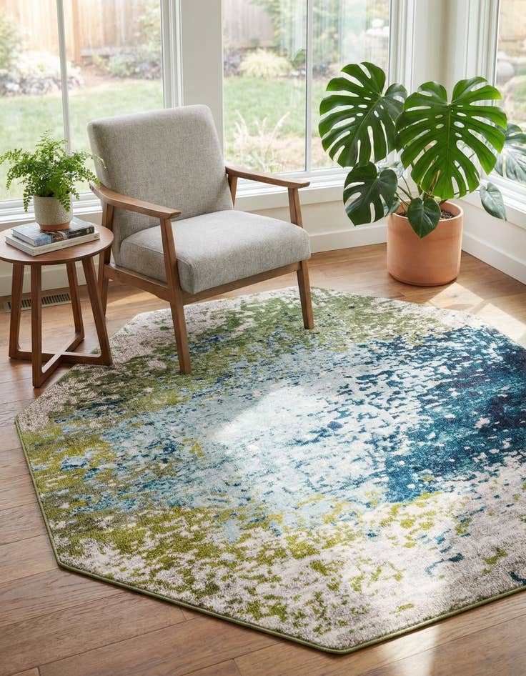 Detail image of 6' x 6' Washable Hyacinth Octagon Rug