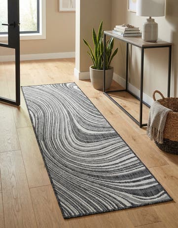 Charcoal Easy-Clean Modern Indoor / Outdoor Runner Rug