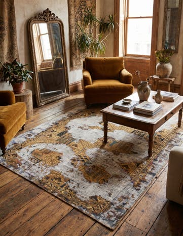 4' 10 x 6' 3 Hand Knotted Ultra Vintage Persian Wool Square Rug