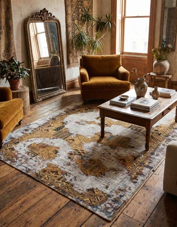 4' 10 x 6' 3 Hand Knotted Ultra Vintage Persian Wool Square Rug