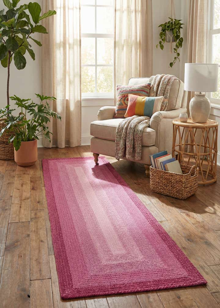 2' 7 x 8' Hand Braided Wool Runner Rug