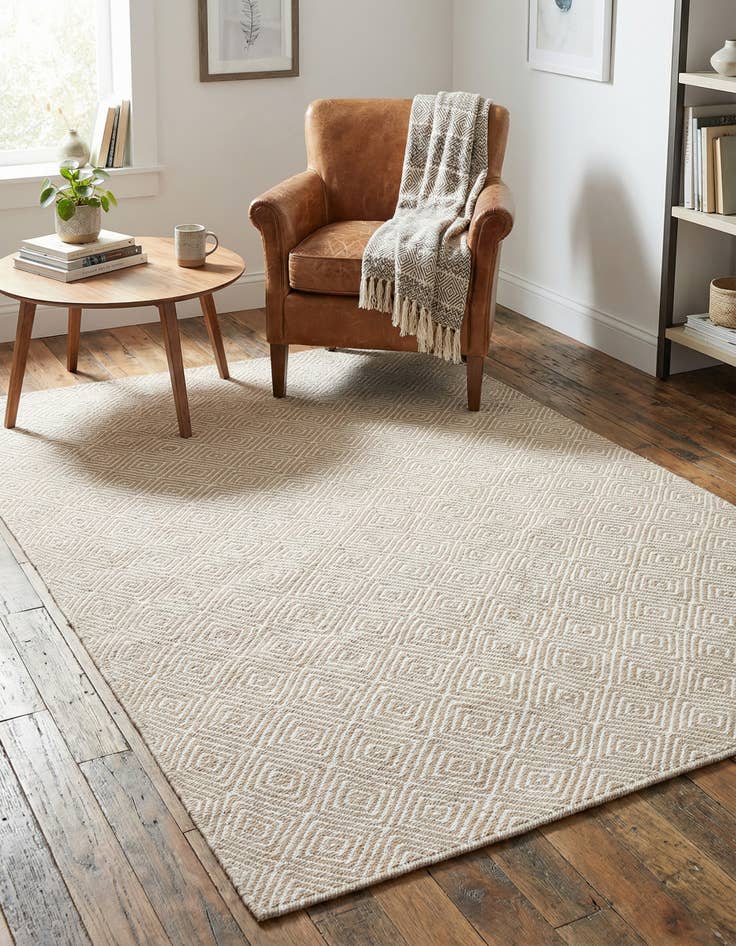 Detail image of 4' 1 x 6' 1  Hand Woven Geo Trellis Flatweave Rug