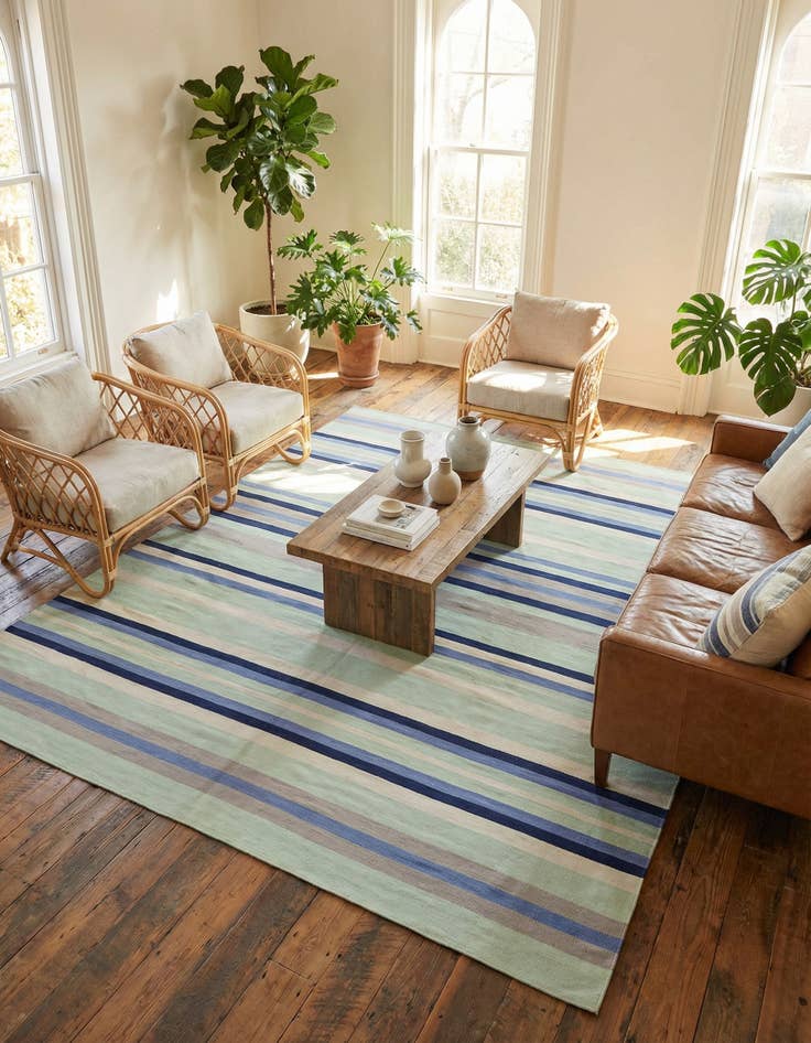 Detail image of 10' x 10'  Hand Woven Flatweave Cotton Dhurrie Square Rug