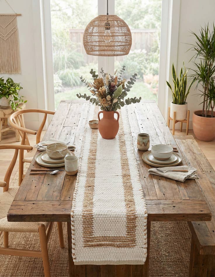 Detail image of  1' 2 x 10'  Hand Woven Chindi Jute Table Runner Rug