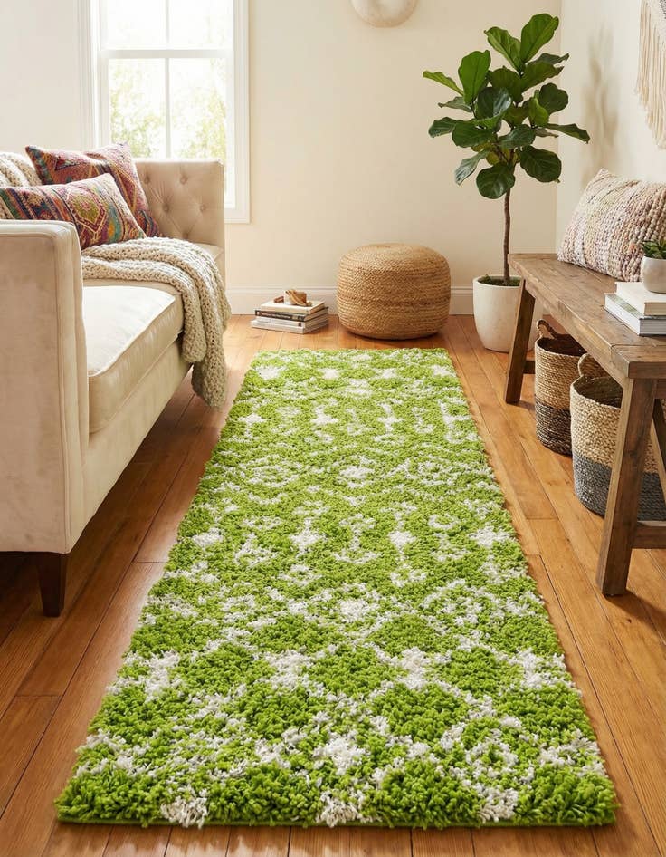 Detail image of 2' x 6' Moroccan Trellis Shag Runner Rug