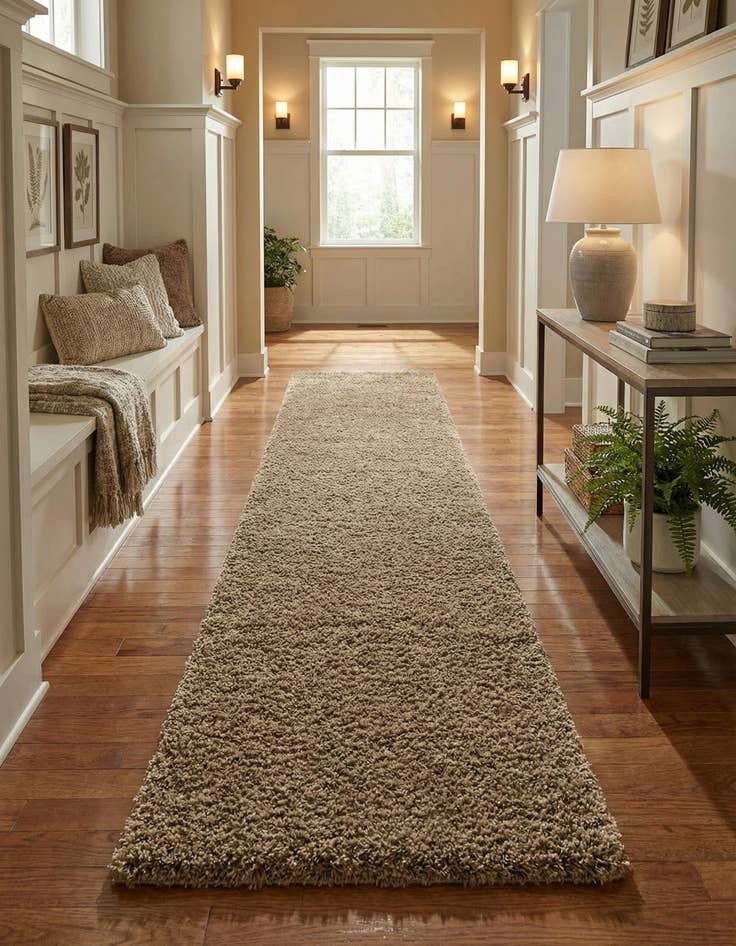 Detail image of 2' 7 x 16' 5 Solid Shag Runner Rug