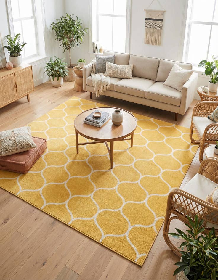 Detail image of 7' 10 x 7' 10 Lattice Frieze Square Rug