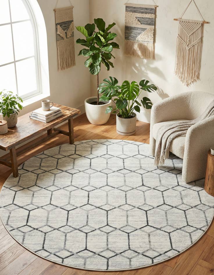 Detail image of 5' x 5' Lattice Trellis Round Rug