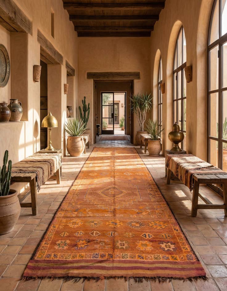 Detail image of 6' 8 x 13' 8 Hand Knotted Moroccan Wool Runner Rug