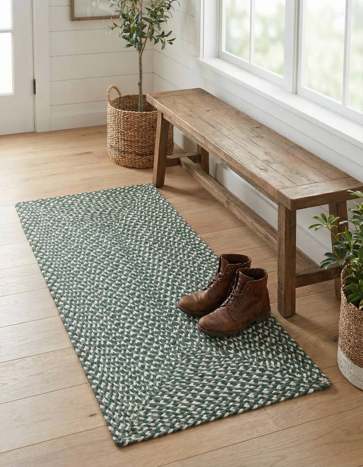 Detail image of 2' x 4' 1 Handmade Tweed Braided Jute Runner Rug