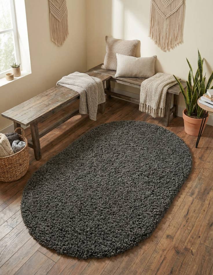 Detail image of 3' x 5' 3 Solid Shag Oval Rug