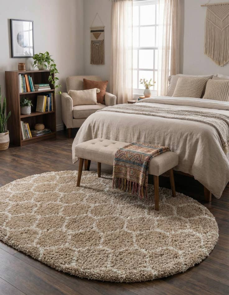 Detail image of 5' 3 x 8' Trellis Shag Oval Rug