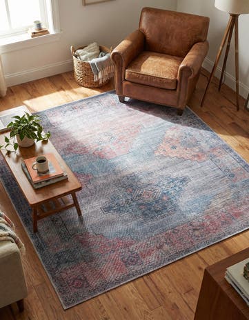Antique Blue Washable Sisu Square Rug