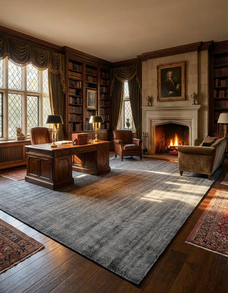 Detail image of 12' x 12'  Hand Woven Jill Zarin English Manor Wool Square Rug