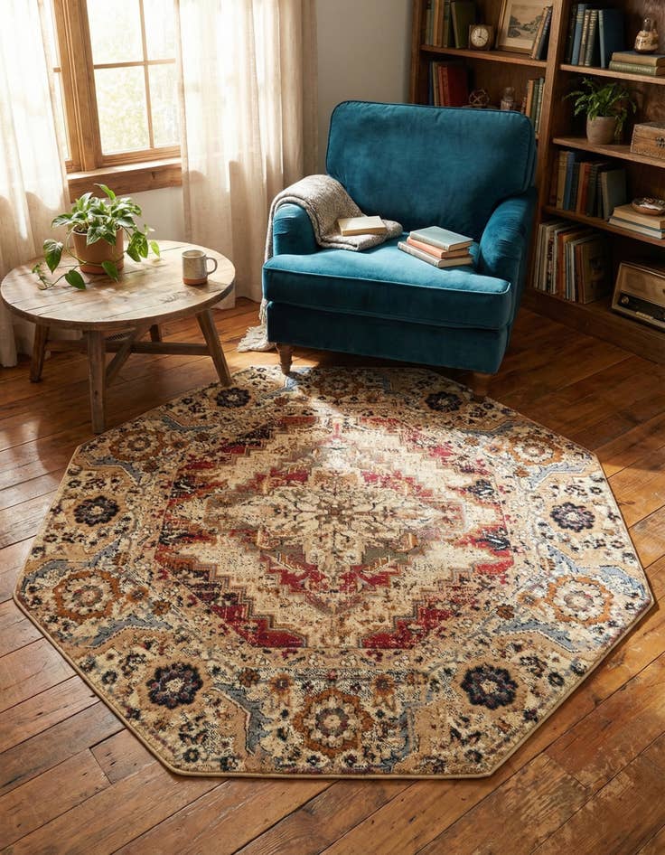 Detail image of 5' 3 x 5' 3 Saturn Octagon Rug