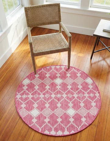 3' x 3' Easy-Clean Lattice Indoor / Outdoor Round Rug