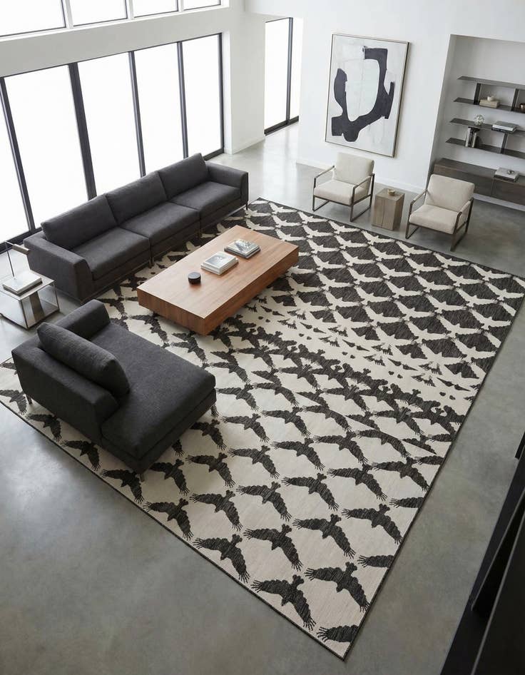 Detail image of 12' x 12' Easy-Clean Modern Indoor / Outdoor Square Rug