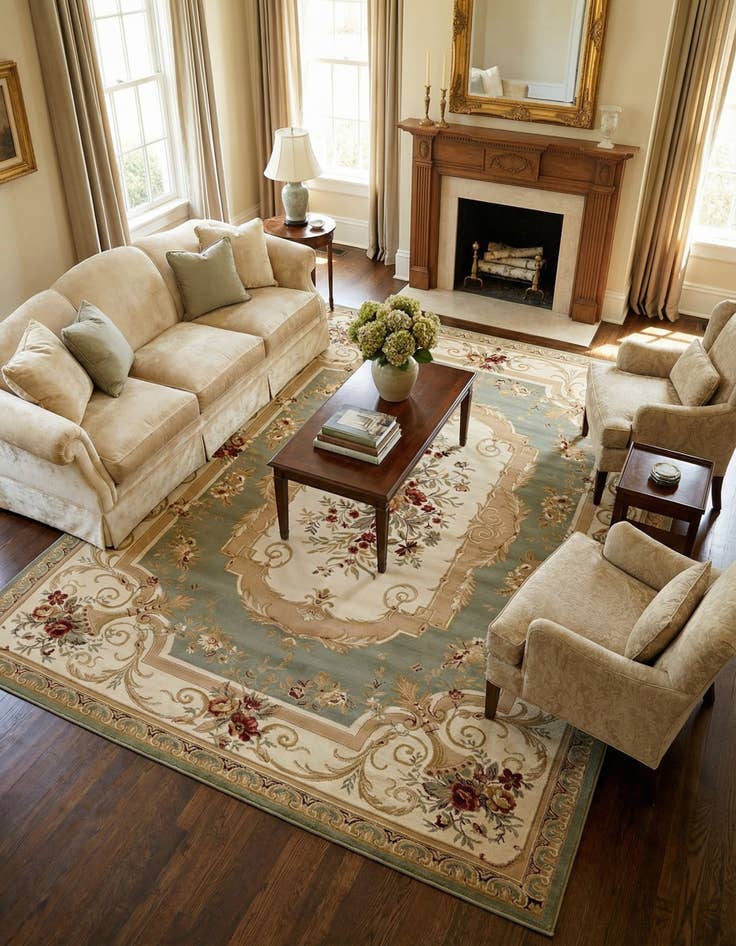 Detail image of 10' x 13' Classic Aubusson Rug