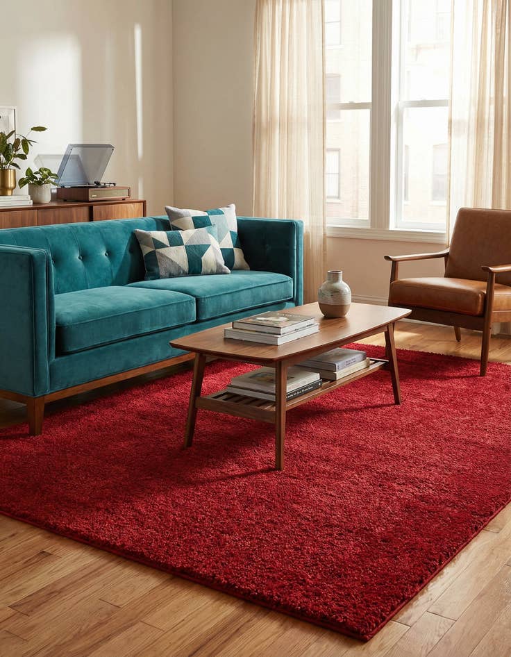 Detail image of 5' 3 x 7' 7 Solid Frieze Rug