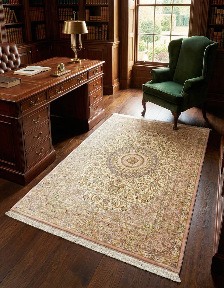 Detail image of 4' 3 x 6' 4 Ghom Silk Rug