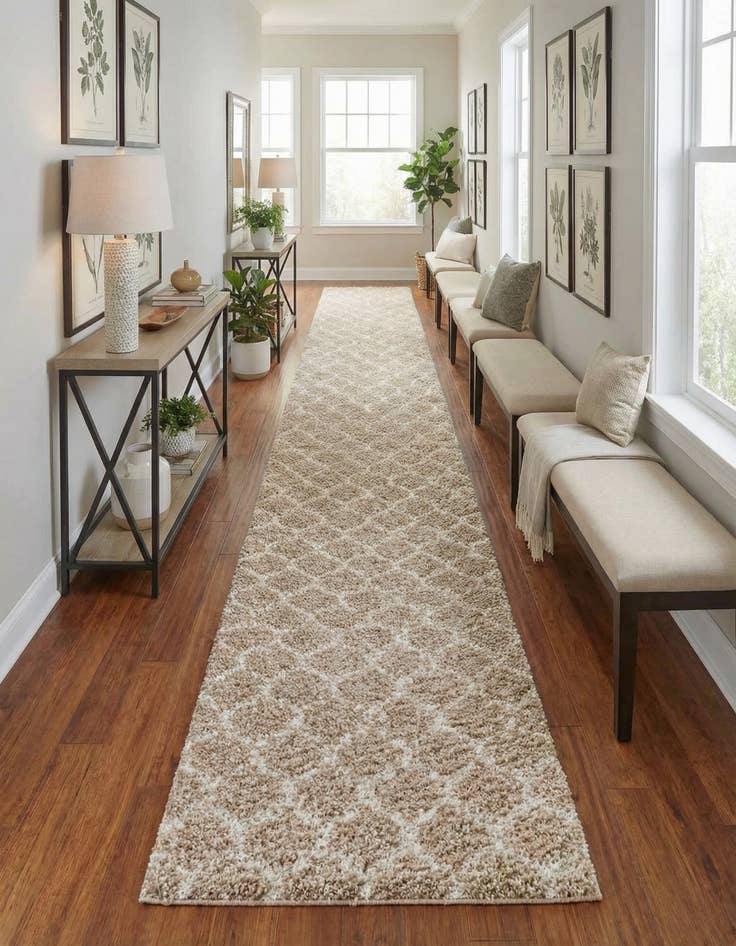 Detail image of 3' 3 x 16' 5 Trellis Shag Runner Rug