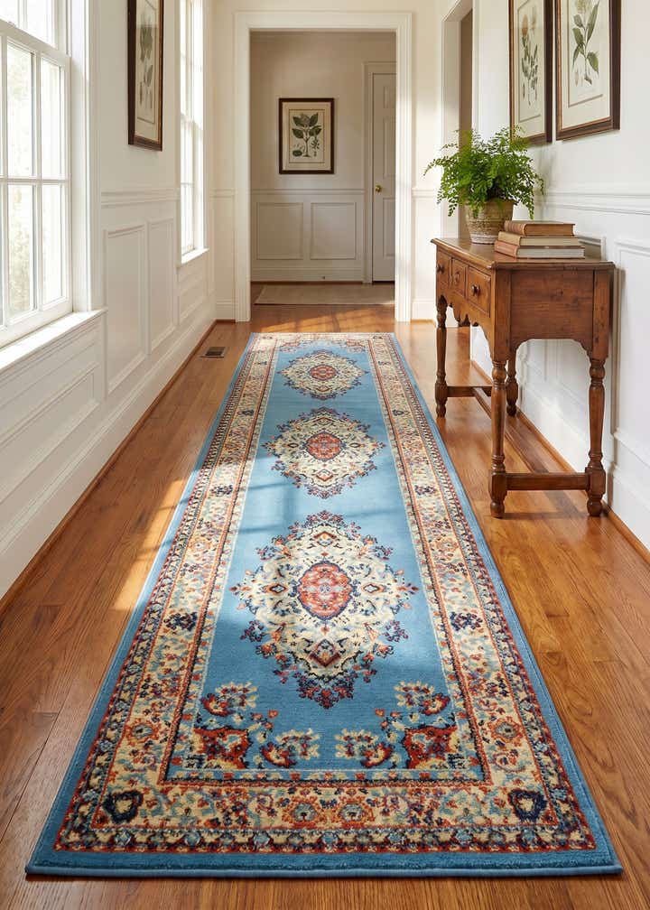 2' 7 x 10' Mashad Design Runner Rug