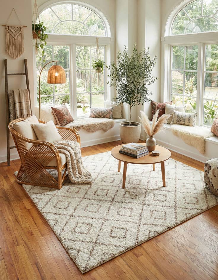 Detail image of 7' 10 x 7' 10 Lattice Shag Square Rug