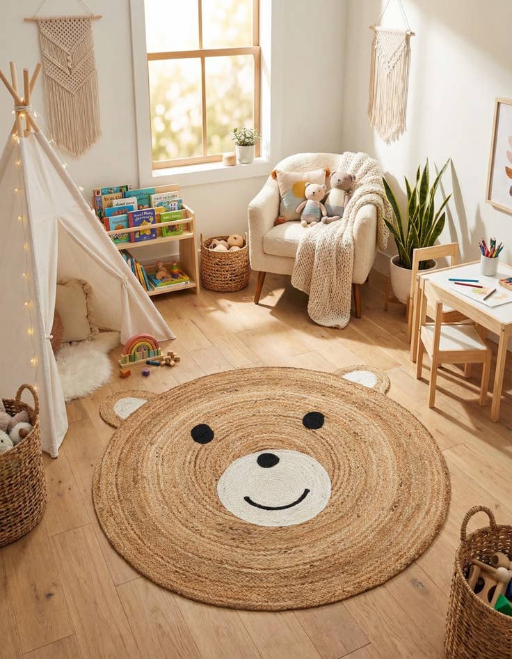 Detail image of 4' 1 x 4' 1 Kids Braided Jute Round Rug