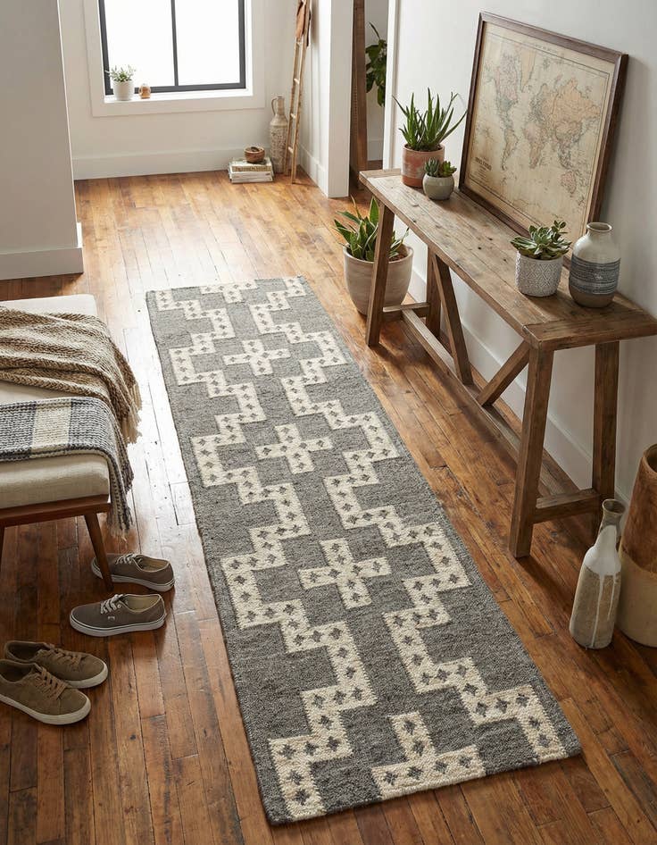 Detail image of 2' x 8' Hand Woven Kilim Wool Runner Rug