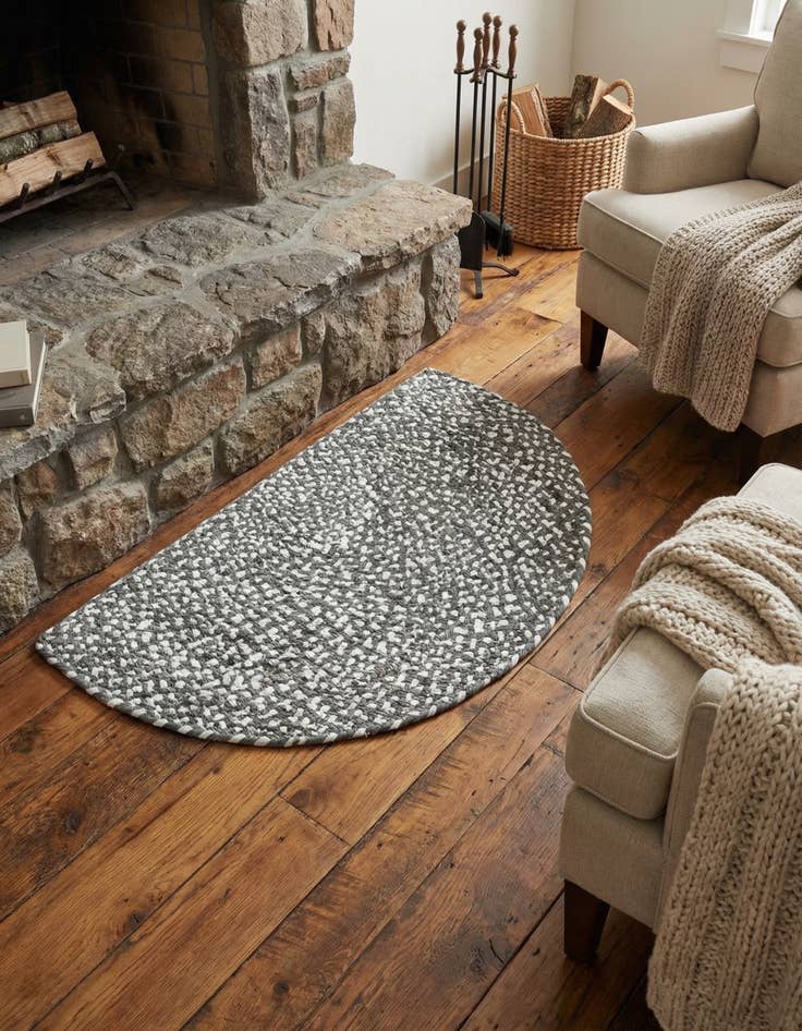 Detail image of 2' 2 x 3' 7  Hand Braided Chindi Hearth Rug