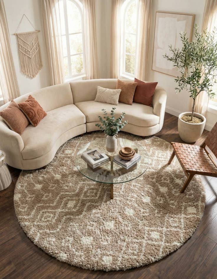 Detail image of 10' x 10' Moroccan Trellis Shag Round Rug