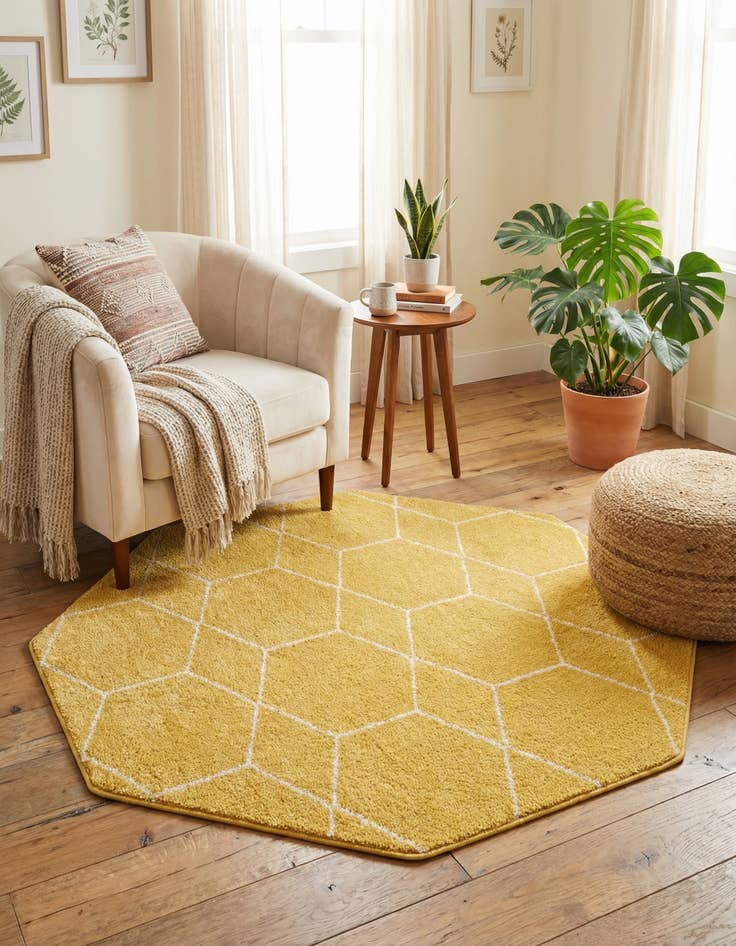 Detail image of 5' 3 x 5' 3 Lattice Frieze Octagon Rug