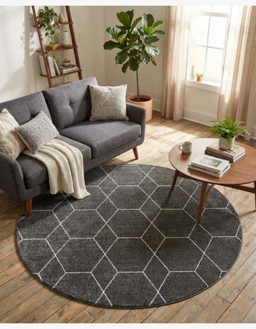 6' x 6' Lattice Frieze Round Rug
