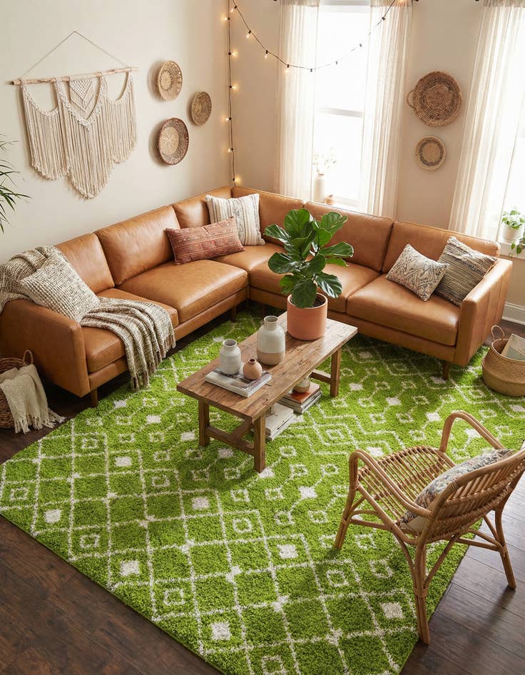 Detail image of 10' x 13' Moroccan Trellis Shag Rug