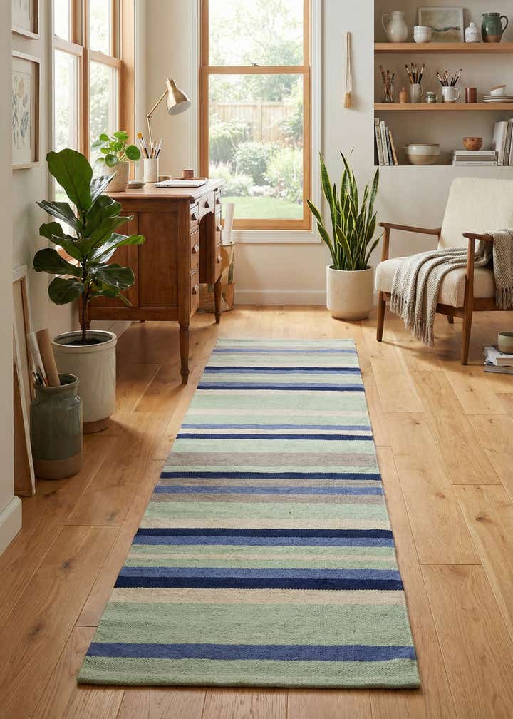 2' x 8' Hand Woven Flatweave Cotton Dhurrie Runner Rug