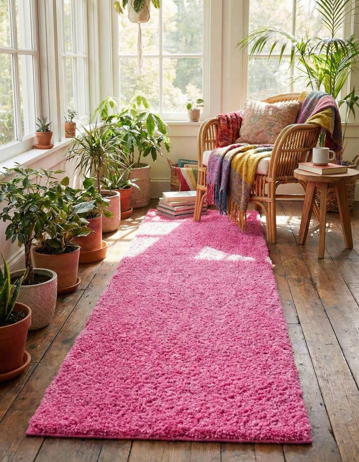 Detail image of 2' 7 x 13' Solid Shag Runner Rug