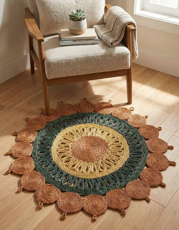 Detail image of 3' 1 x 3' 1  Hand Braided Jute Round Rug