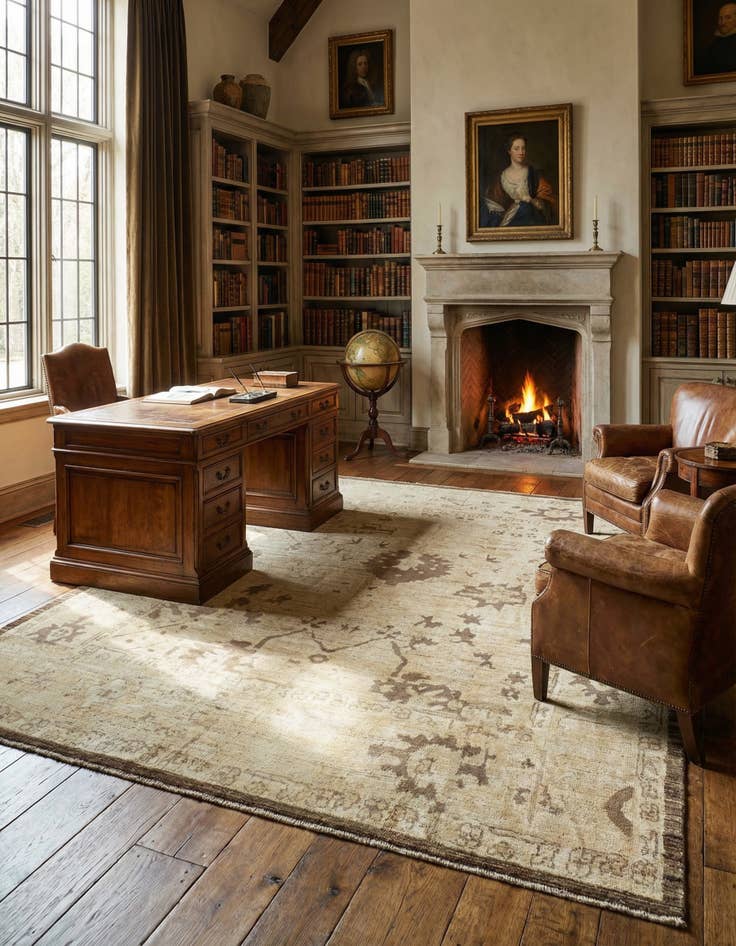 Detail image of 8' 4 x 10' 2 Hand Knotted Oushak Wool Rug