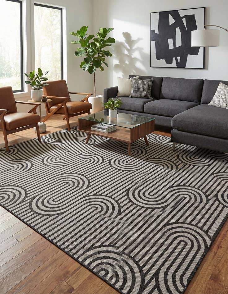 Detail image of  13' x 13'  Washable Modern Indoor / Outdoor Square Rug