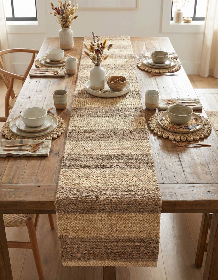 Detail image of 1' 2 x 6' 1 Handmade Braided Jute Table Runner Rug