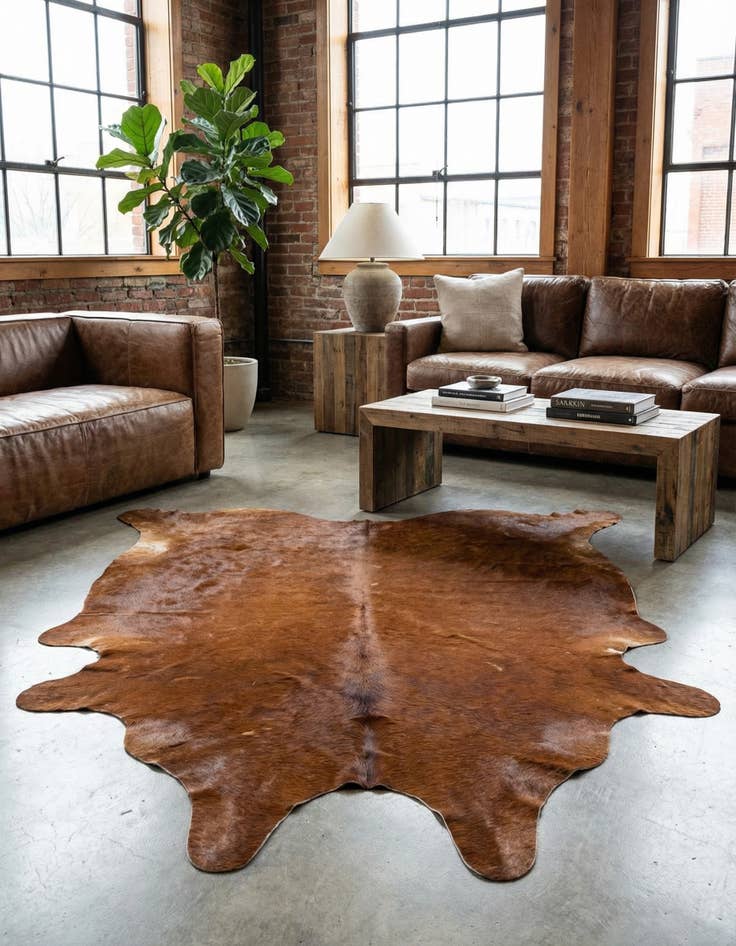 Detail image of 5' 8 x 7' 1 Cowhide Leather Rug