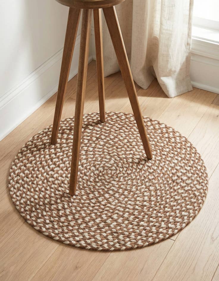 Detail image of 2' x 2' Handmade Tweed Braided Jute Round Rug