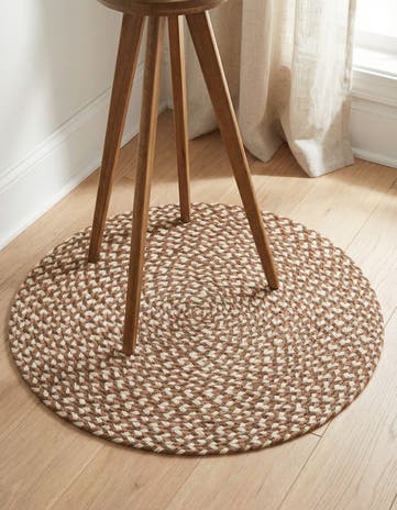 2' x 2' Handmade Tweed Braided Jute Round Rug