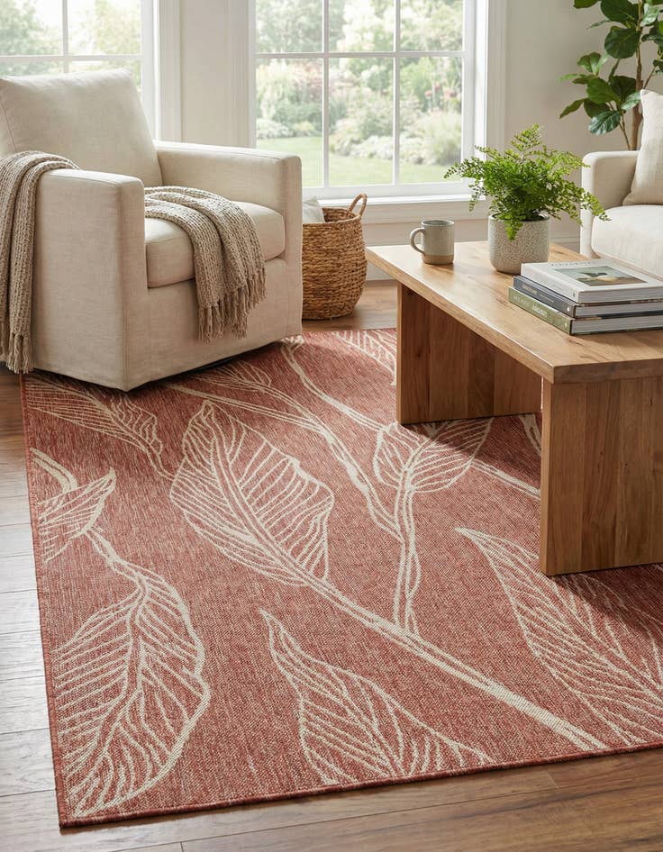 Detail image of 6' x 9' Easy-Clean Botanical Indoor / Outdoor Rug